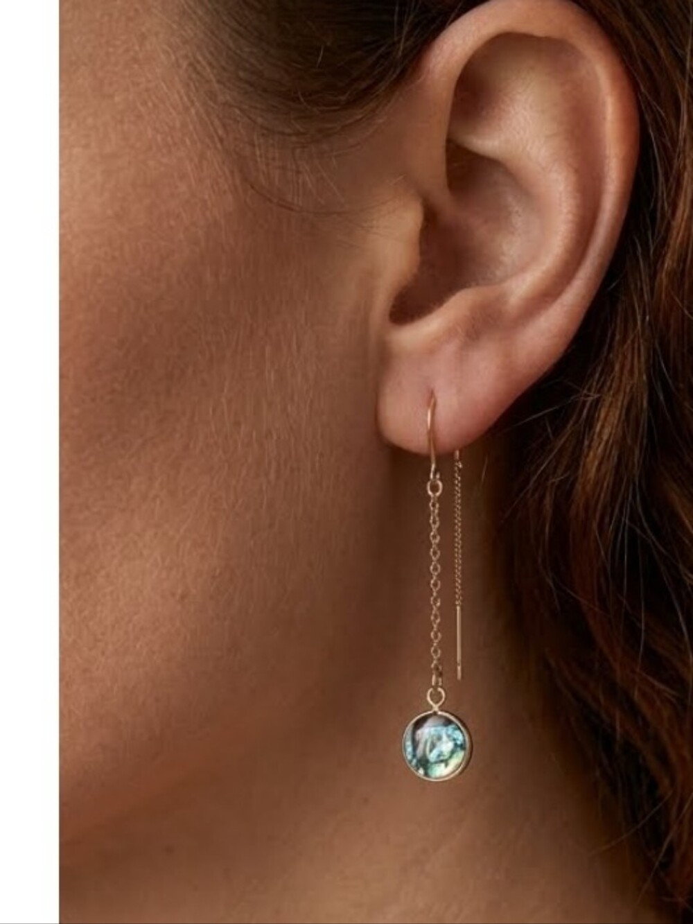 Free People Gold Abalone Shell Dangle Thread Earrings